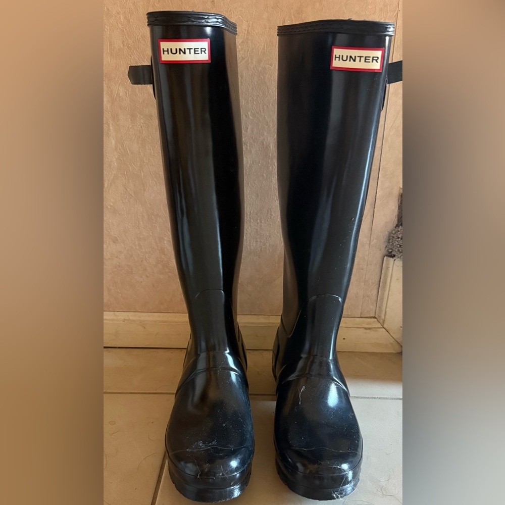 Hunter Black Winter Rain Boots Knee-High Waterproof